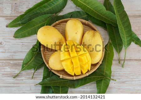 chopped mango fruits on the table