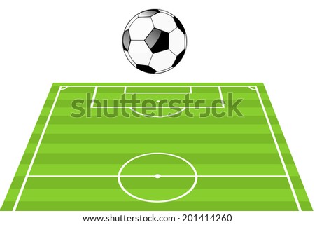 Soccer ball in a soccer field illustration.