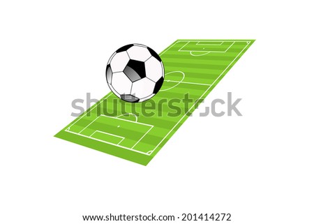 Soccer ball in a soccer field illustration.
