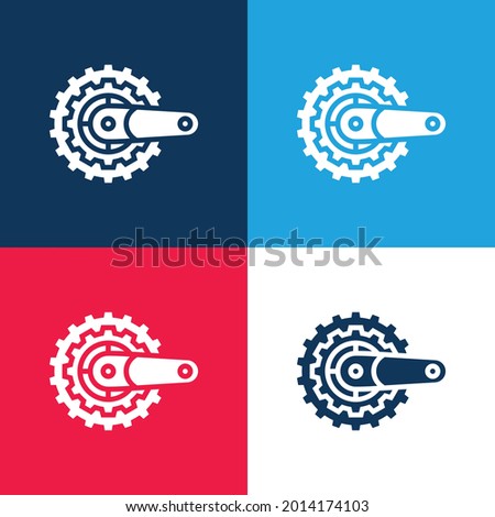 Bike blue and red four color minimal icon set
