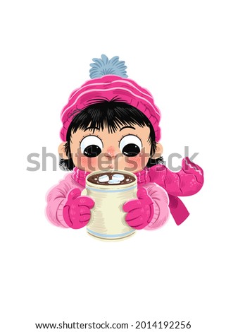 Child and Hot Chocolate clip art