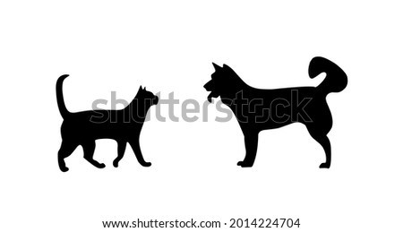 Cute Cat and dog silhouette