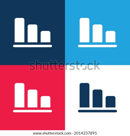 Bar Chart blue and red four color minimal icon set