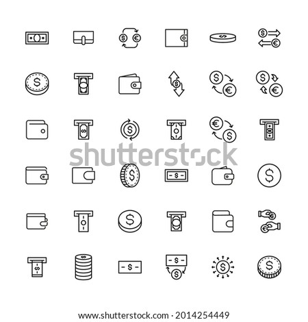 Simple set of dollar icons in trendy line style. Modern vector symbols, isolated on a white background. Linear pictogram pack. Line icons collection for web apps and mobile concept.