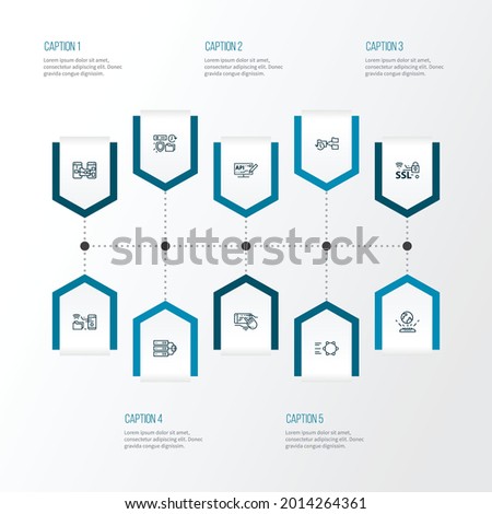 Information technology icons line style set with system backup, data server, secured backup and other safety elements. Isolated vector illustration information technology icons.