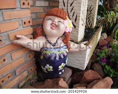 Clay doll girl smile