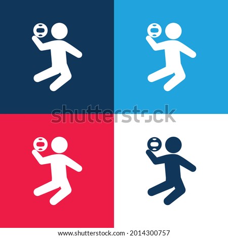 Beach Volleyball blue and red four color minimal icon set