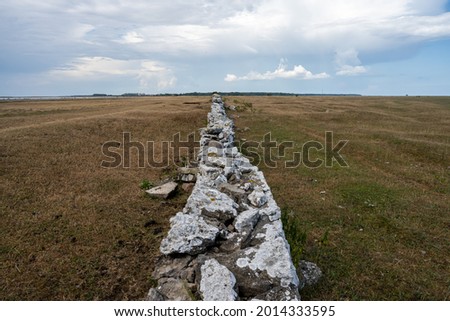 A limestone wall in a moor landscape. Picture from the Baltic Sea island of Oland
