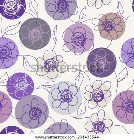 Seamless floral hand drawn pattern. Abstract flowers colorful background