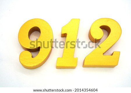   Arabic numerals 912 gold on white background                                