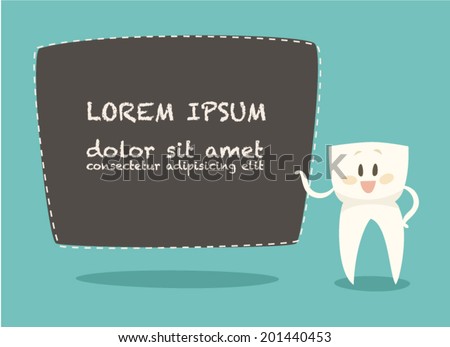 sign dentist (business card) healthy white teeth, vector illustration, flat design