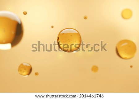 Skin Serum full of vitamin and collagen on orange background. Anti angie and Cosmetic textured concept. 3d rendering. Royalty-Free Stock Photo #2014461746