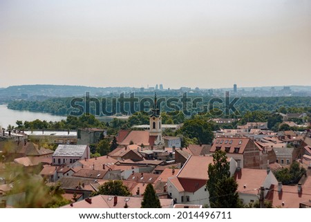 View of Belgrade in the haze from Zemun district, Serbia