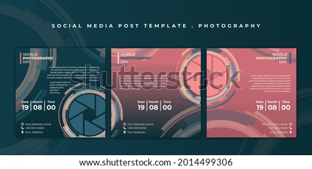 Set of social media template. Social media post template with camera shutter design. good template for social media advertising design. Royalty-Free Stock Photo #2014499306