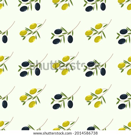 A pattern of green and black olives on a white background for clipart or website design
