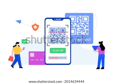 Barcode payment trendy illustration vector