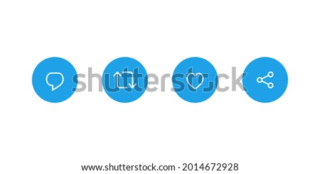 Reply Tweet, Retweet, Like, and Share. Icon Set of Social Media. Vector Illustration Royalty-Free Stock Photo #2014672928