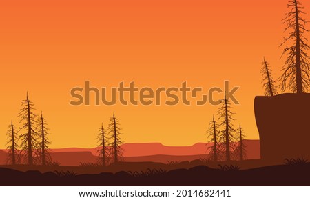 Incredible natural scenery from the suburb at twilight in the afternoon. Vector illustration of a city