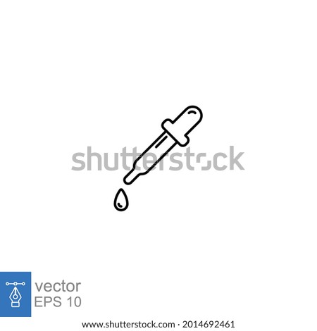 Dropper picker lab Line icon style. Pipette with liquid eye dropper medical. Droplet test in science chemical laboratory for web, app symbol. Vector illustration. Design on white background. EPS 10 Royalty-Free Stock Photo #2014692461