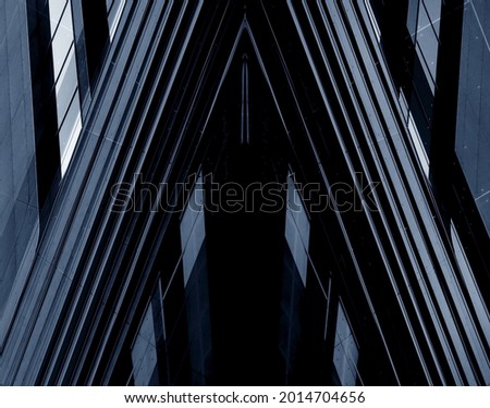 Fragment of pitched roof with windows. Abstract architecture of old building. Construction industry and minimal architectural design. Geometric pattern of parallel lines in triangular structure.