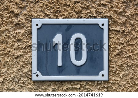 number  10 on a house, La Nucia, Alicante Province, Costa Blanca, Spain, April 2021