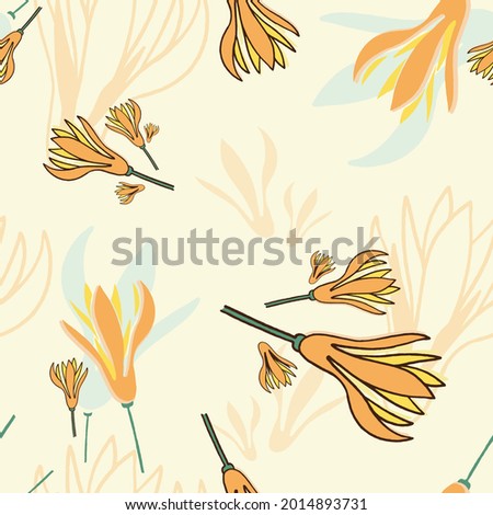 Magnolia Champaca Pattern, Abstract Floral Seamless Background. Summer Blooms.