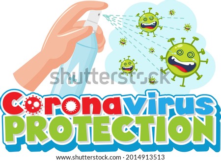 Coronavirus Protection with hands using alcohol sannitizer spray illustration