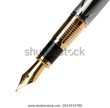 Stylish fountain pen isolated on white. Stationery