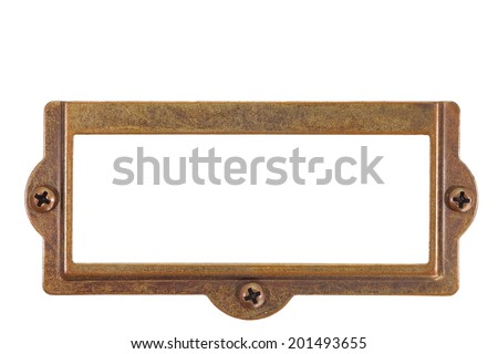Antique brass name plate Royalty-Free Stock Photo #201493655