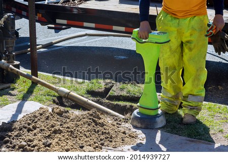 Construction works detect the fiber optic of pipeline in the for horizontal directional drilling Royalty-Free Stock Photo #2014939727