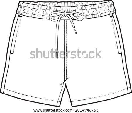 men's shorts technical drawing vector illustration Royalty-Free Stock Photo #2014946753