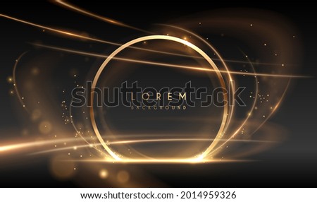 Abstract golden ring with light lines background Royalty-Free Stock Photo #2014959326