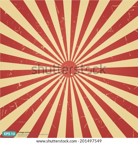 New vector Vintage red rising sun or sun ray,sun burst retro background design Royalty-Free Stock Photo #201497549