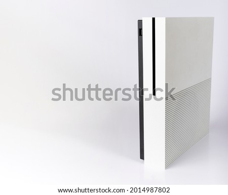 Next Gen White Video Game Console Isolated on White Background.