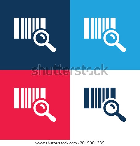 Barcode Identification blue and red four color minimal icon set