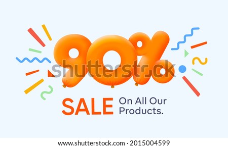 Special summer sale banner 90% discount in form of 3d yellow balloons sun Vector design seasonal shopping promo advertisement illustration 3d numbers for tag offer label Enjoy Discounts Up to 90% off Royalty-Free Stock Photo #2015004599