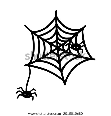 Vector halloween spider web clipart isolated on white background. Funny, cute illustration for seasonal design, textile, decoration kids playroom or greeting card. Hand drawn prints and doodle.