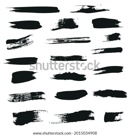 Different strokes of black paint on a white background - Vector illustration