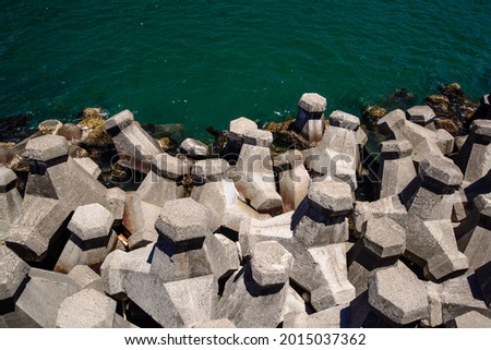 This is a breakwater by the sea.