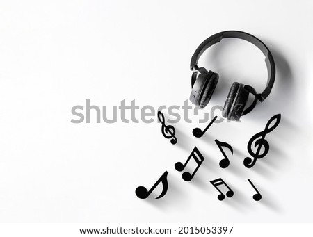music lovers background. headphones on a white table