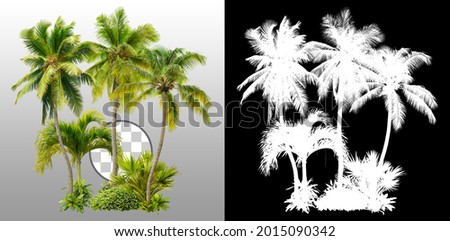 Cut out palm grove. Palm tree isolated on transparent background via an alpha channel. Coconut tree. High quality image for professional composition. Royalty-Free Stock Photo #2015090342