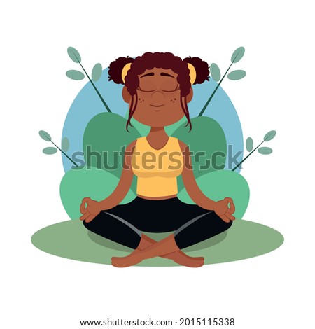 Isolated woman meditating Yoga Healthy lifestyle Vector illustration