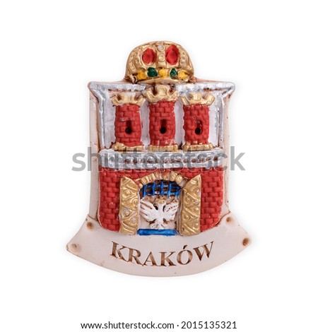 Souvenir from Poland with coat of arms. The inscription in Polish means city "Krakow". Design element with clipping path