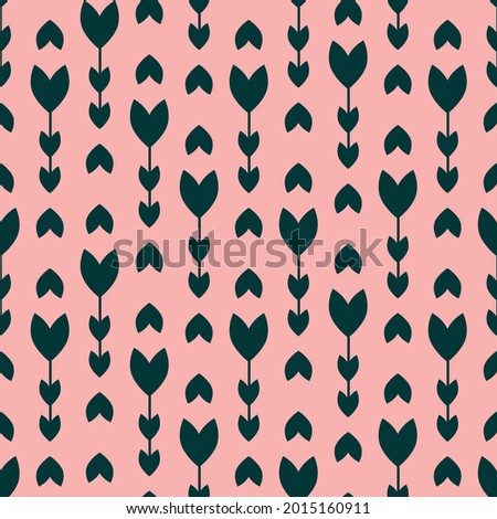 Vector green tulips flowers pink seamless pattern