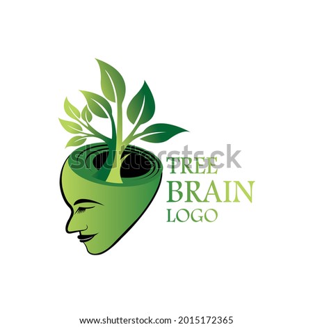 Tree brain logo design. Modern tree logo.
