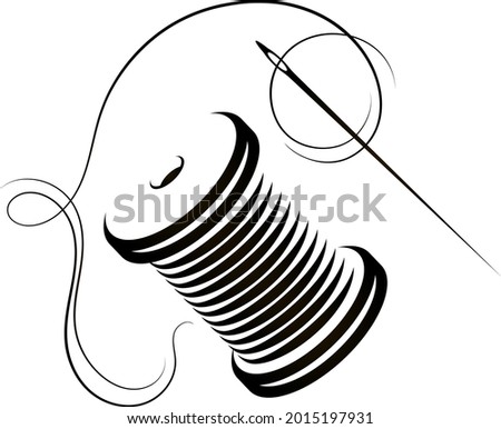 Needle with thread and spool, design for tailor sewing Royalty-Free Stock Photo #2015197931
