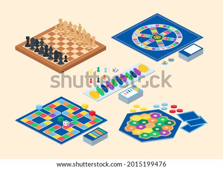 Board game. Tournament activity time concept. Table toy game. Education playing. Vector illustration.