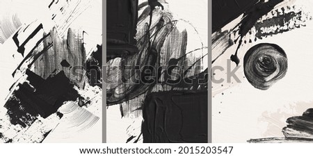 Oil texture. Acrylic paint. Textured arrangements. Black, dark, ink white beige illustration elements. Background. Abstract modern print set. Logo. Wall art. Poster. Business card. Wallpaper.