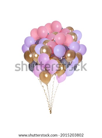 Big bunch of colorful balloons on white background