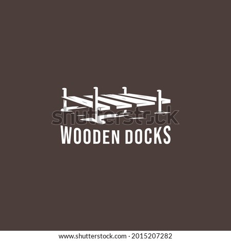 docks wooden bridge beach vintage retro logo design illustration